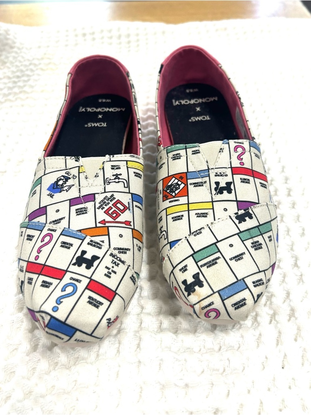 Toms x Hasbro Monopoly Canvas Sneakers. Size 6.5
